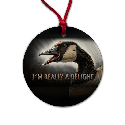 I'm Really a Delight Angry Canadian Canada Goose Funny Round Ceramic Holiday Christmas Tree Ornament