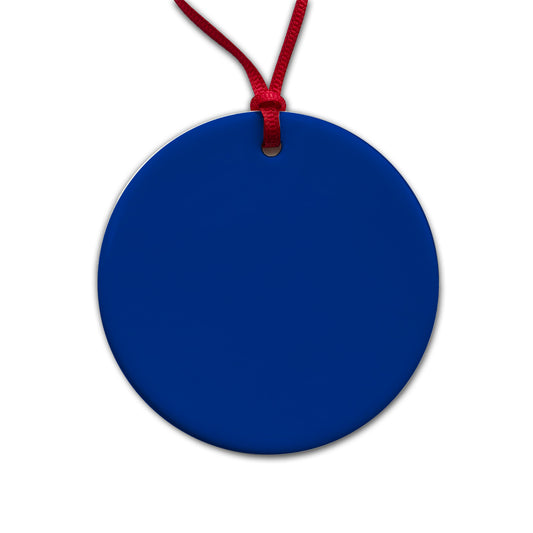 It's Just a Solid Blue Color Round Ceramic Holiday Christmas Tree Ornament