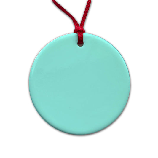 It's Just a Solid Light Blue Color Round Ceramic Holiday Christmas Tree Ornament