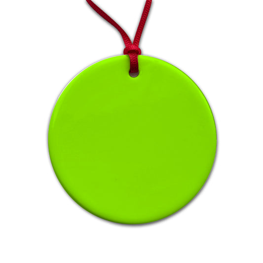 It's Just a Solid Lime Green Color Round Ceramic Holiday Christmas Tree Ornament