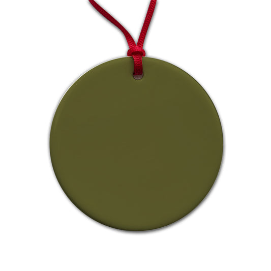 It's Just a Solid Olive Drab Color Round Ceramic Holiday Christmas Tree Ornament