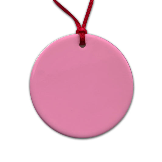 It's Just a Solid Pink Color Round Ceramic Holiday Christmas Tree Ornament