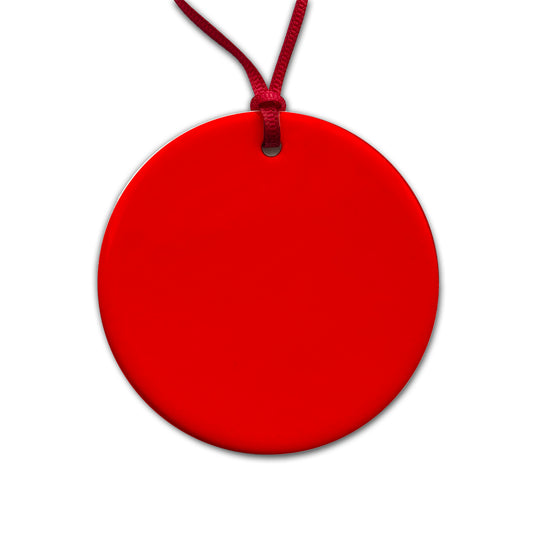 It's Just a Solid Red Color Round Ceramic Holiday Christmas Tree Ornament