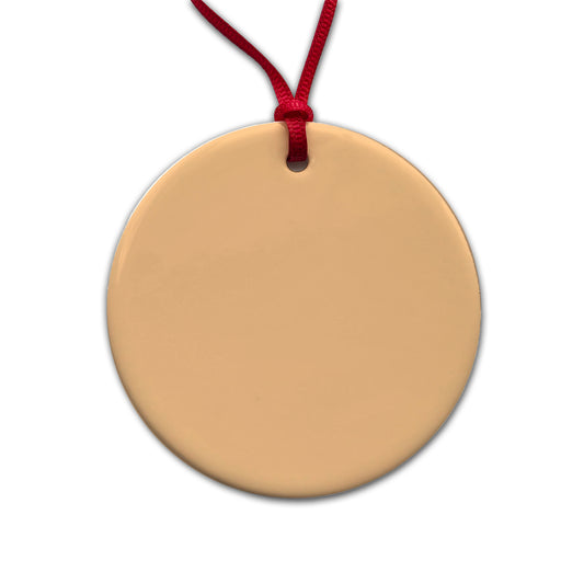 It's Just a Solid Tan Color Round Ceramic Holiday Christmas Tree Ornament