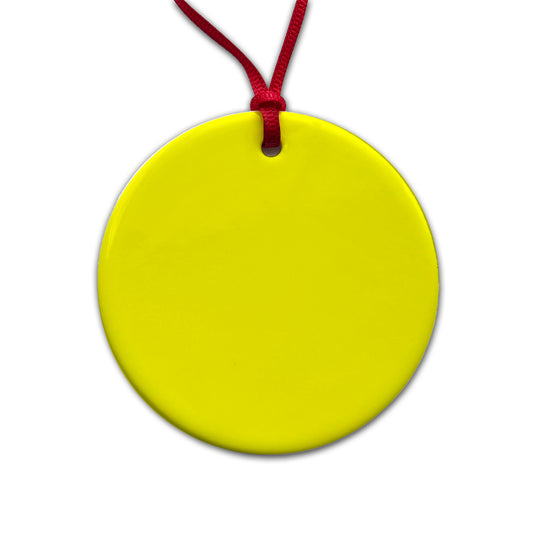 It's Just a Solid Yellow Color Round Ceramic Holiday Christmas Tree Ornament