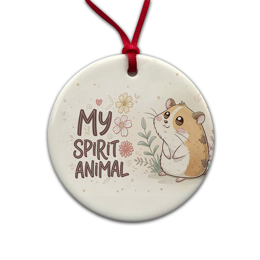 My Spirit Animal Hamster Funny Round Ceramic Holiday Christmas Tree Ornament