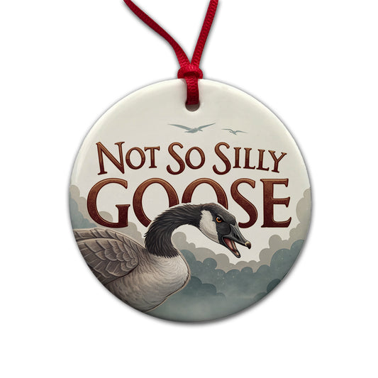 Not So Silly Goose Angry Canadian Goose Funny Round Ceramic Holiday Christmas Tree Ornament