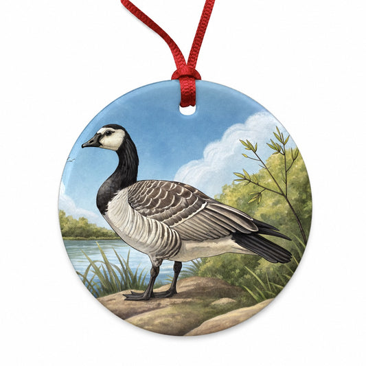 Barnacle Goose Round Ceramic Holiday Christmas Tree Ornament