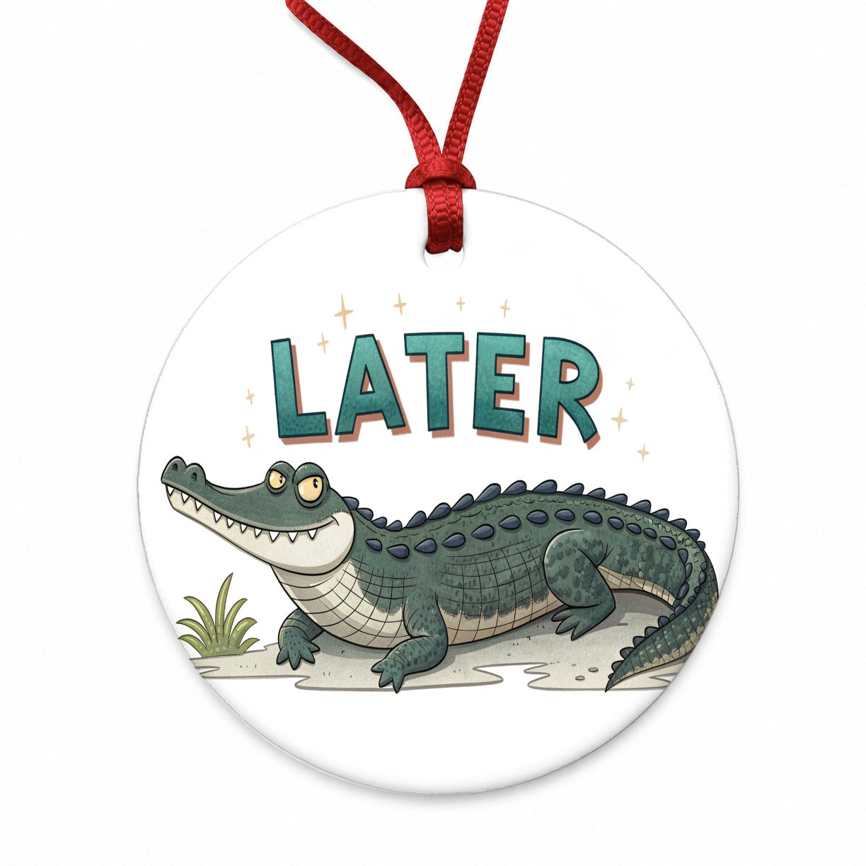 Later Alligator Funny Saying Round Ceramic Holiday Christmas Tree Ornament