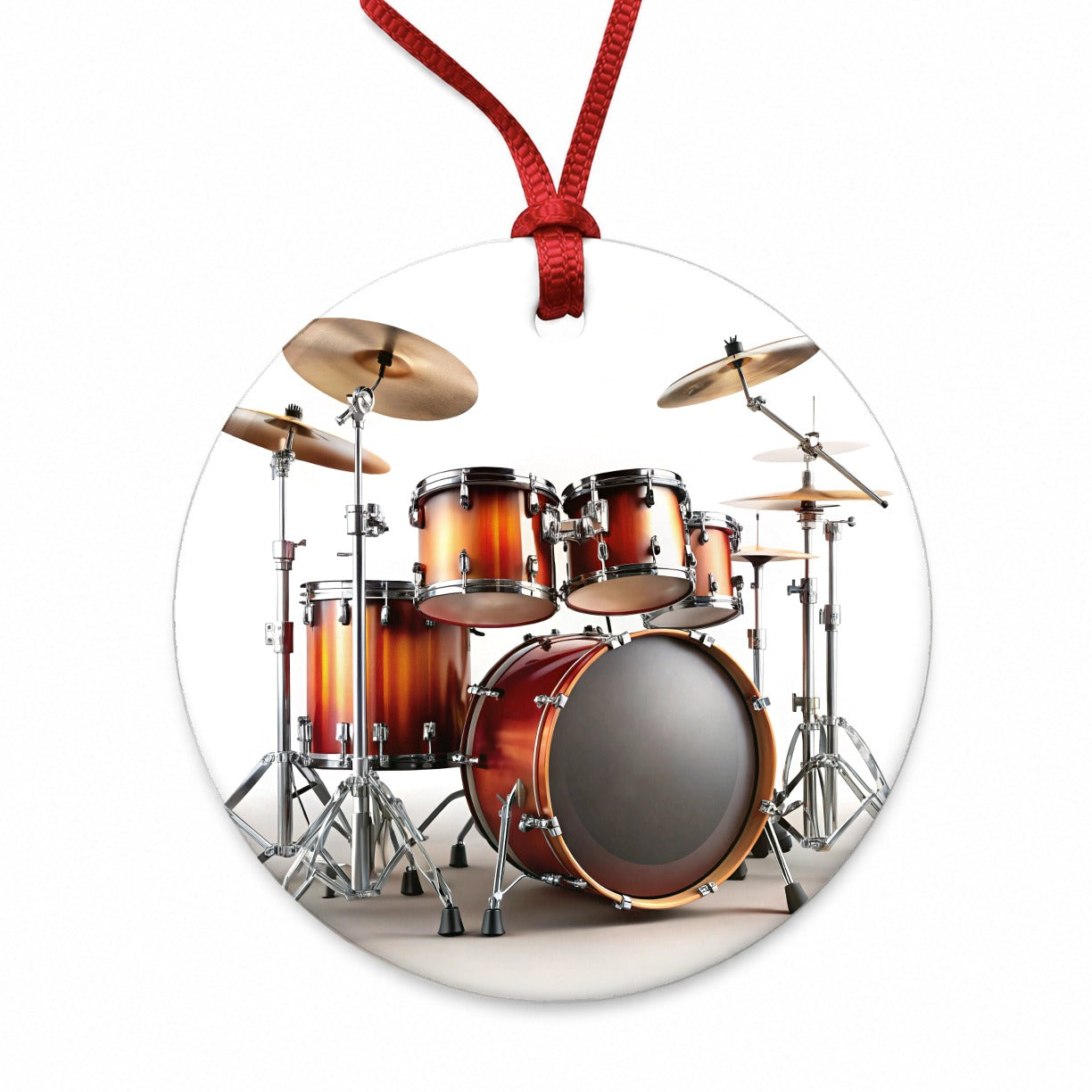 Drum Kit Round Ceramic Holiday Christmas Tree Ornament