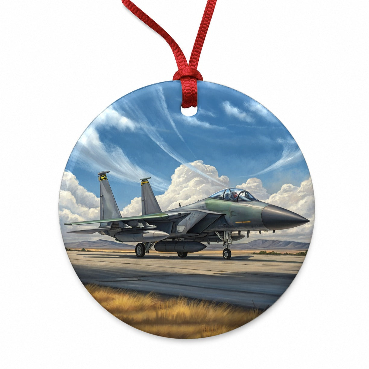 F-15e Strike Eagle United States Air Force Multirole Fighter Plane Round Ceramic Holiday Christmas Tree Ornament