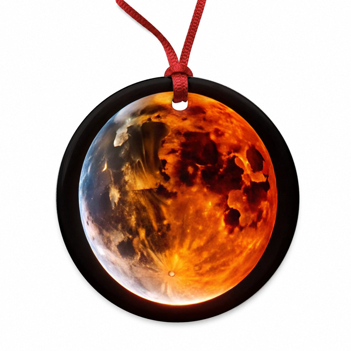 Lunar Eclipse Round Ceramic Holiday Christmas Tree Ornament
