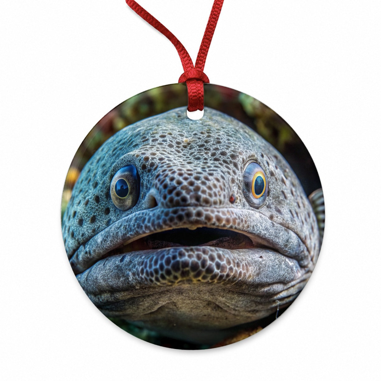 Wolf Eel Round Ceramic Holiday Christmas Tree Ornament