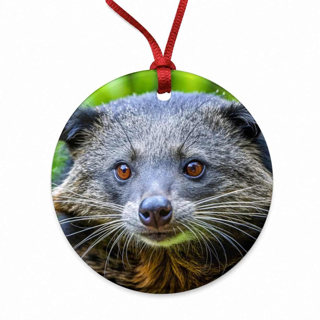 Binturong Bearcat Face Round Ceramic Holiday Christmas Tree Ornament