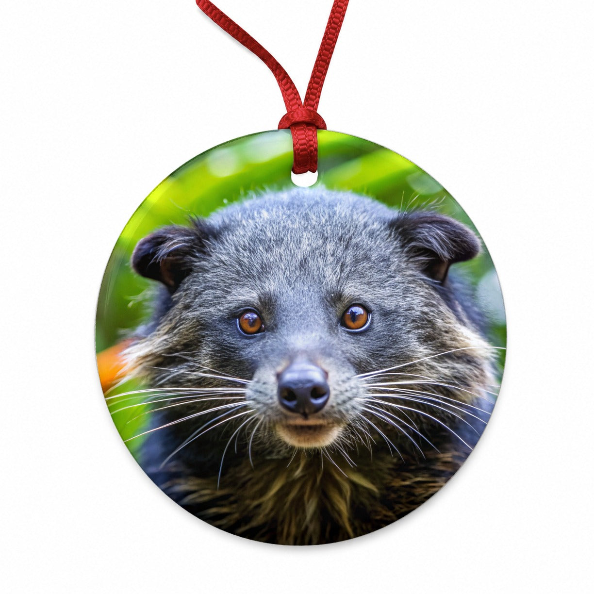 Binturong Bearcat Photo Round Ceramic Holiday Christmas Tree Ornament