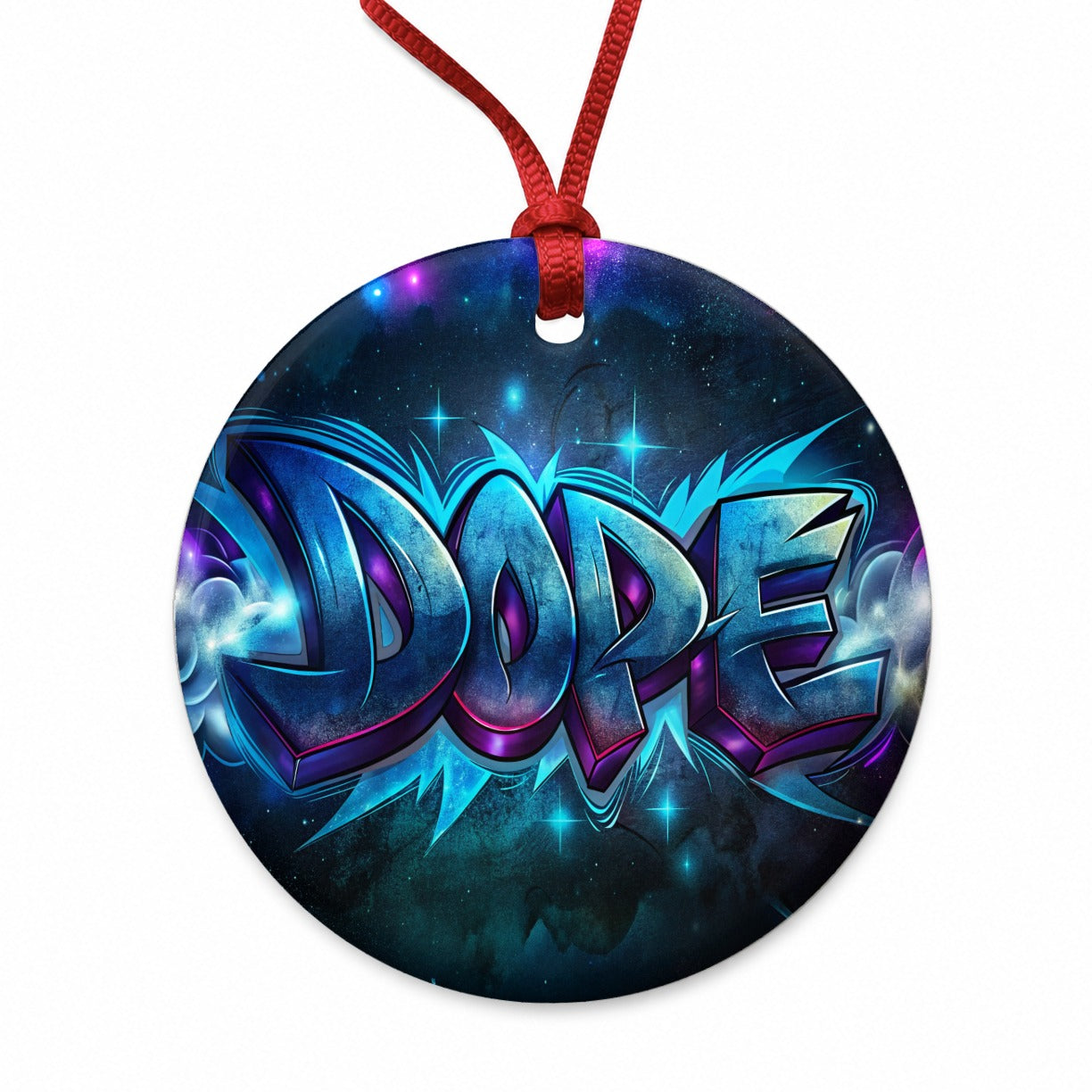 Dope Graffiti Round Ceramic Holiday Christmas Tree Ornament