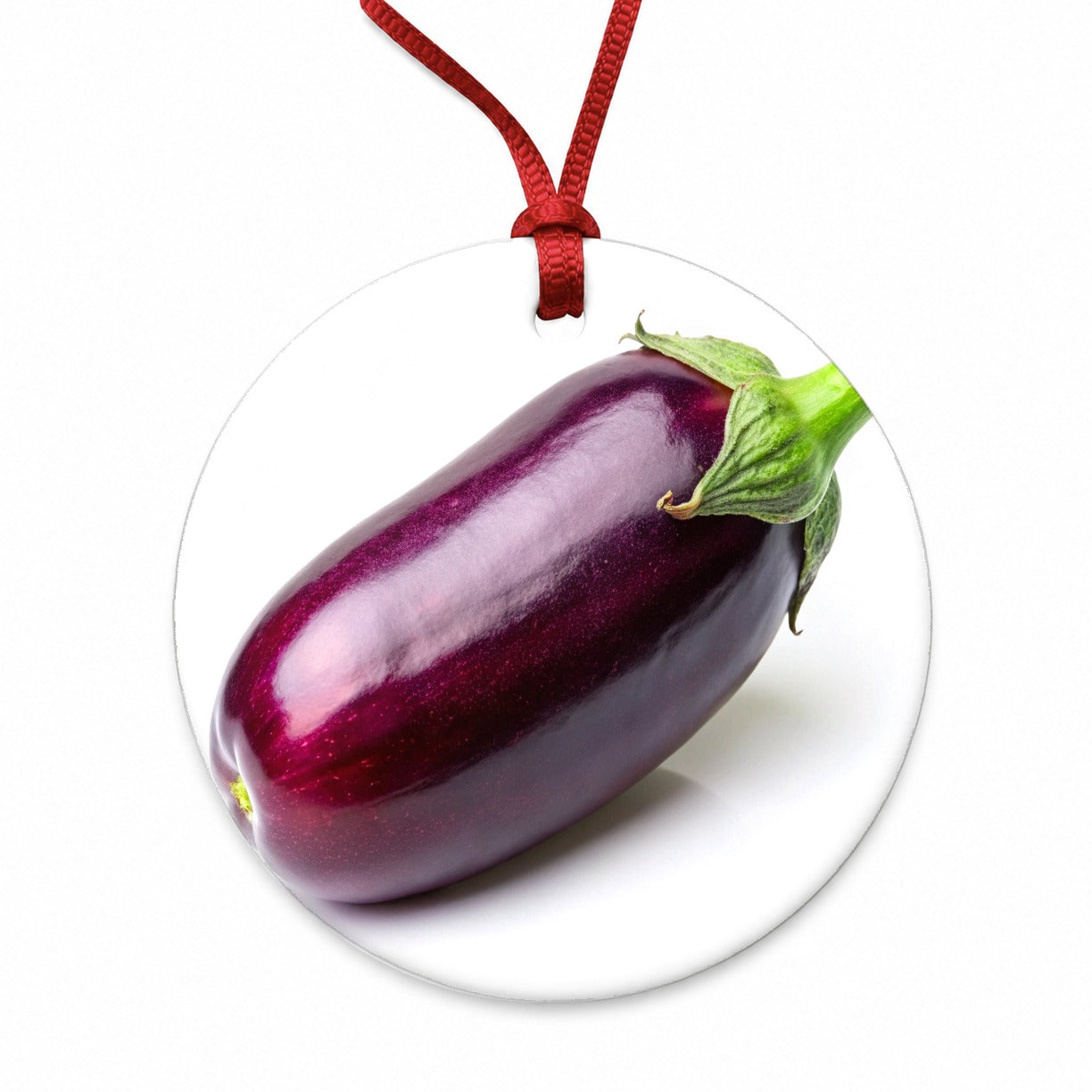 Eggplant Vegetable Photo Round Ceramic Holiday Christmas Tree Ornament