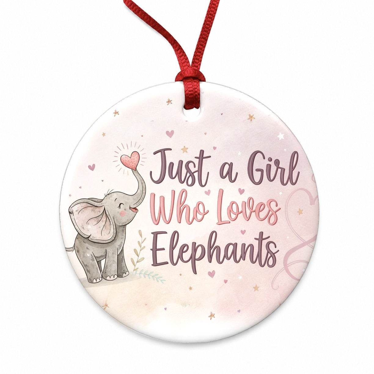 Just A Girl Who Loves Elephants Sweet Round Ceramic Holiday Christmas Tree Ornament