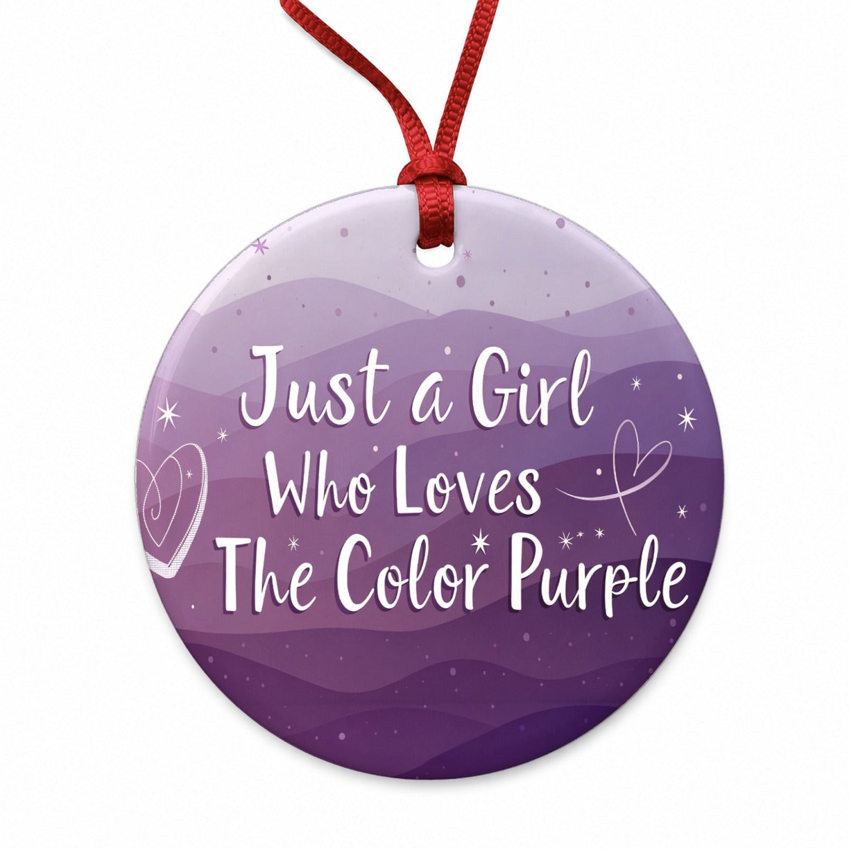 Just A Girl Who Loves The Color Purple Cute Round Ceramic Holiday Christmas Tree Ornament