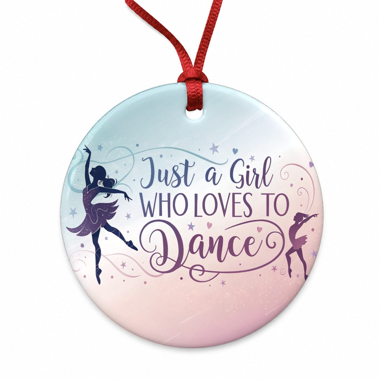 Just A Girl Who Loves To Dance Cute Round Ceramic Holiday Christmas Tree Ornament