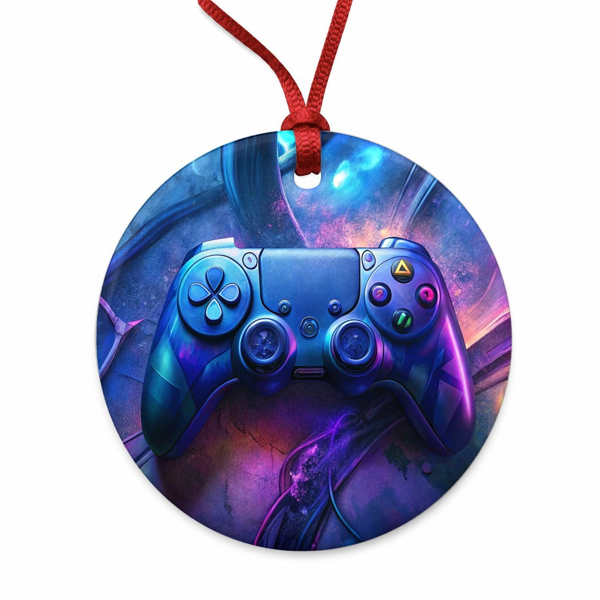 Video Game Controller Graffiti Style Round Ceramic Holiday Christmas Tree Ornament