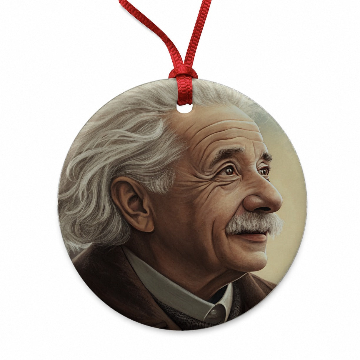 Albert Einstein Vintage Scientist Round Ceramic Holiday Christmas Tree Ornament