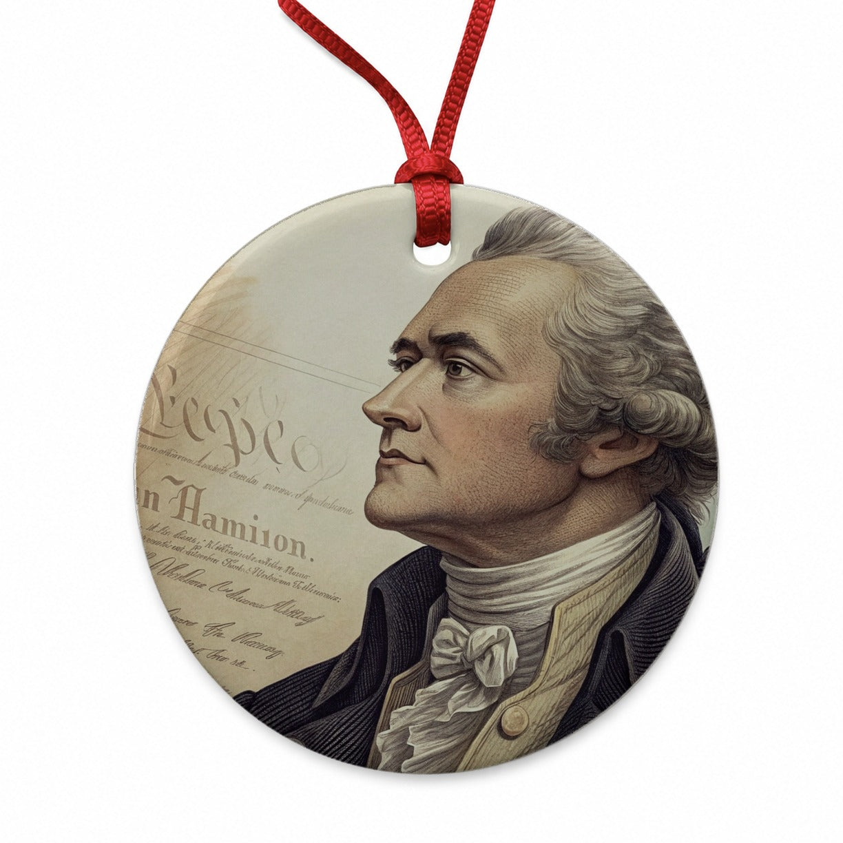 Alexander Hamilton Founding Father Round Ceramic Holiday Christmas Tree Ornament
