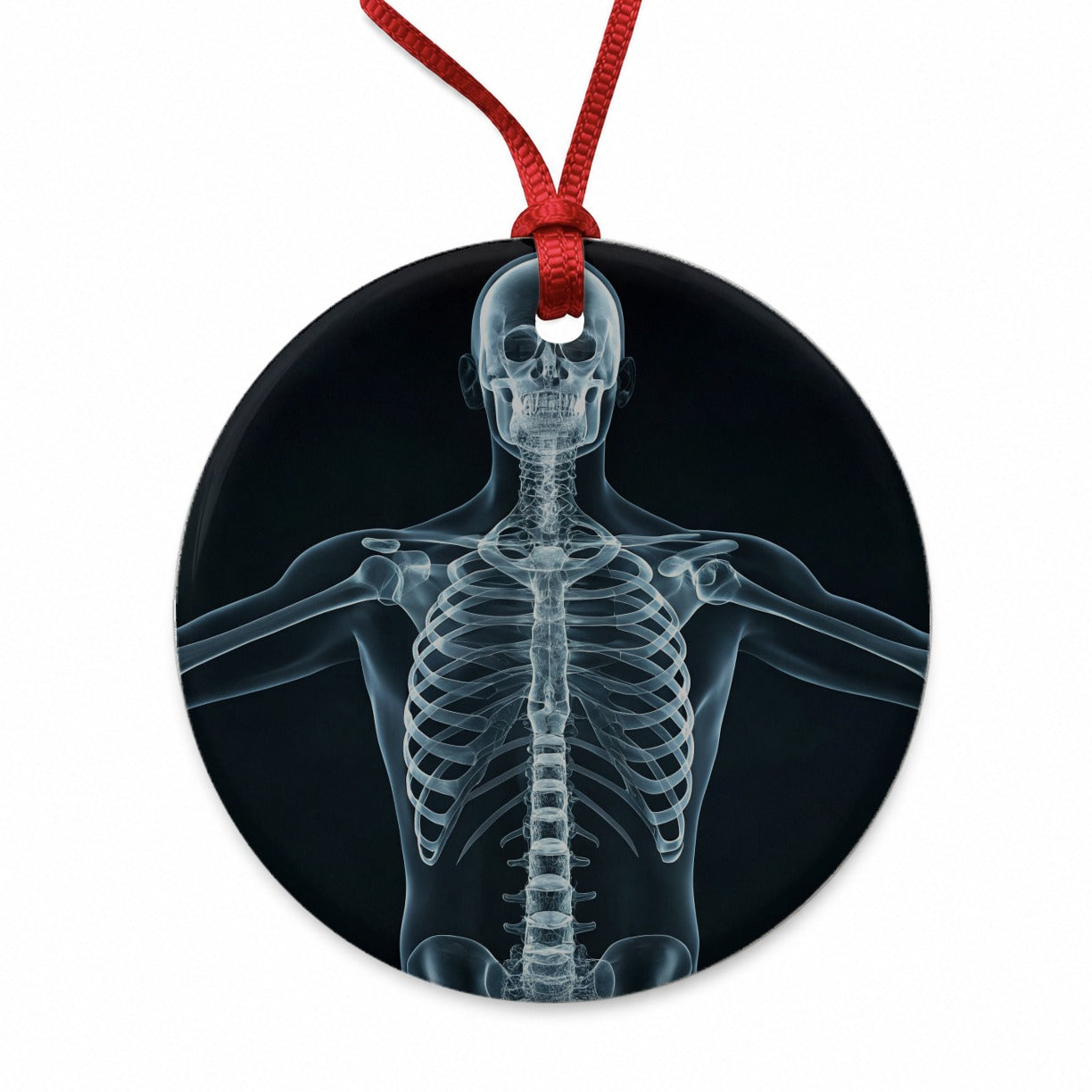 Anatomy Skeleton Xray Science Round Ceramic Holiday Christmas Tree Ornament
