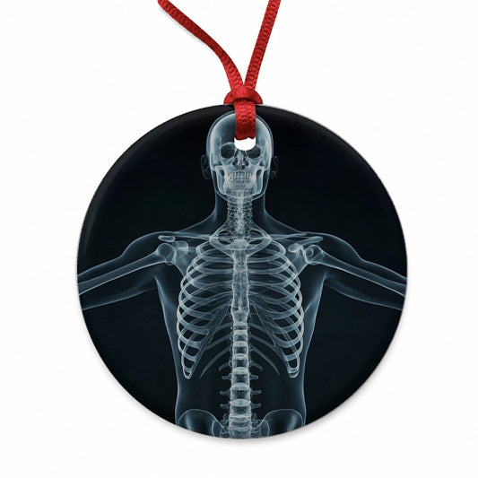 Anatomy Skeleton Xray Science Round Ceramic Holiday Christmas Tree Ornament