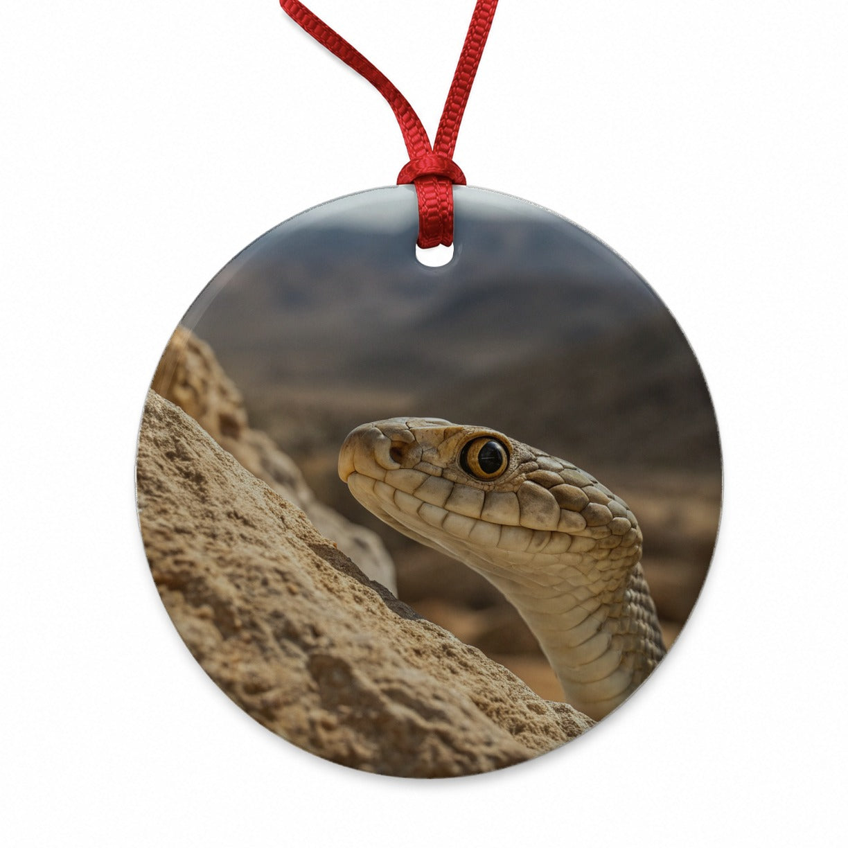 Asp Snake Wildlife Nature Round Ceramic Holiday Christmas Tree Ornament