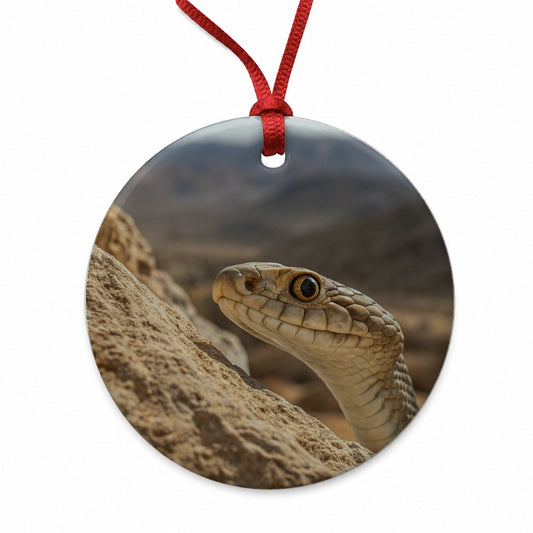 Asp Snake Wildlife Nature Round Ceramic Holiday Christmas Tree Ornament