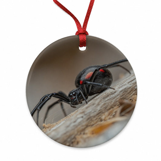 Black Widow Spider Arachnid Round Ceramic Holiday Christmas Tree Ornament