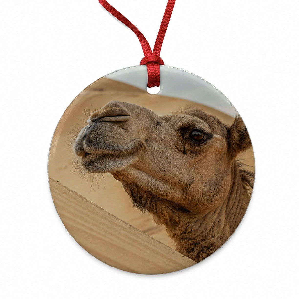 Camel Desert Wildlife Nature Round Ceramic Holiday Christmas Tree Ornament