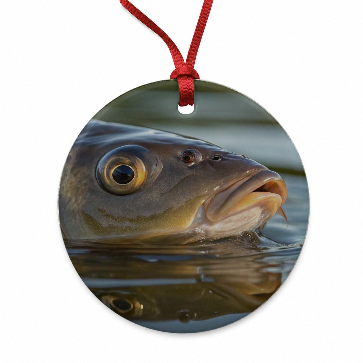 Carp Fishing Freshwater Wildlife Round Ceramic Holiday Christmas Tree Ornament