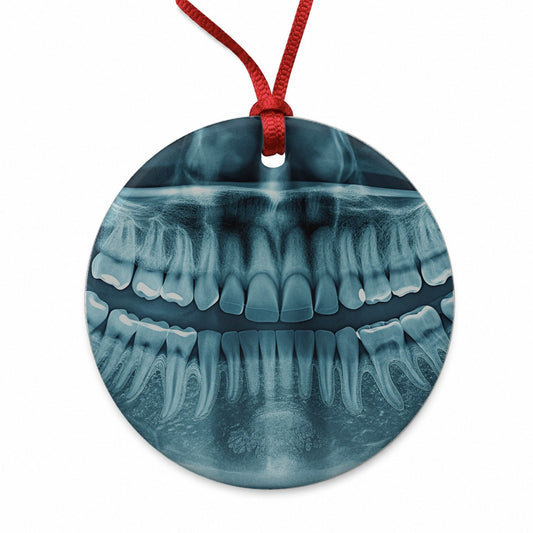 Dental X-Ray Mouth Teeth Dentist Round Ceramic Holiday Christmas Tree Ornament