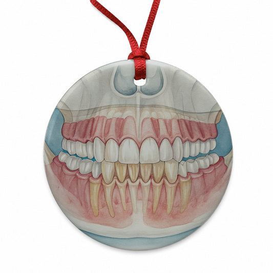 Dental X-Ray Teeth Dentist Round Ceramic Holiday Christmas Tree Ornament
