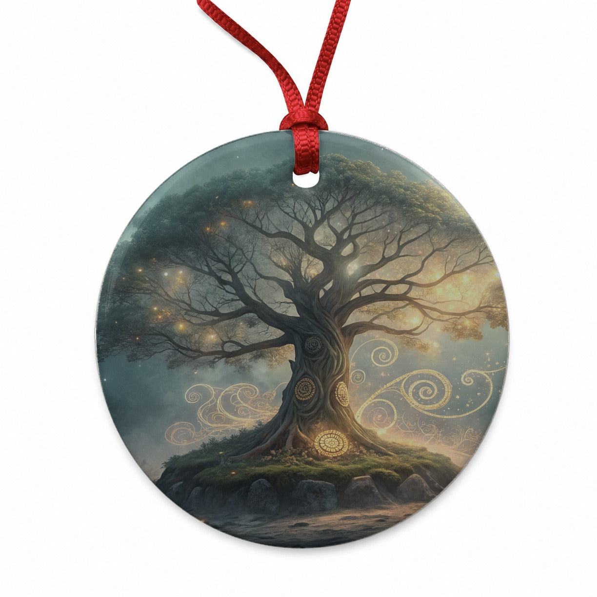 Enchanted Tree Of Life Round Ceramic Holiday Christmas Tree Ornament
