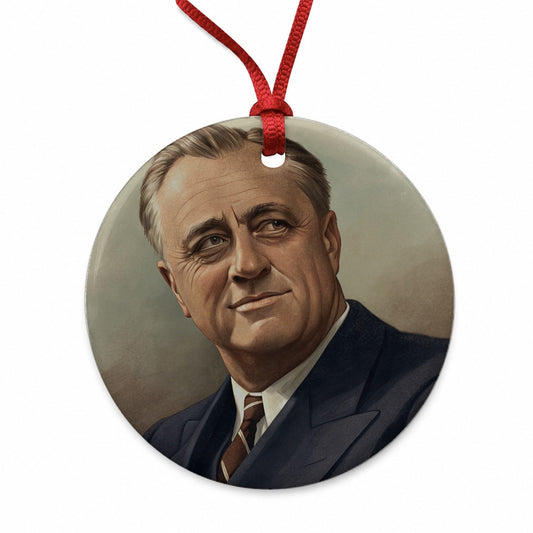 Franklin D Roosevelt President Round Ceramic Holiday Christmas Tree Ornament