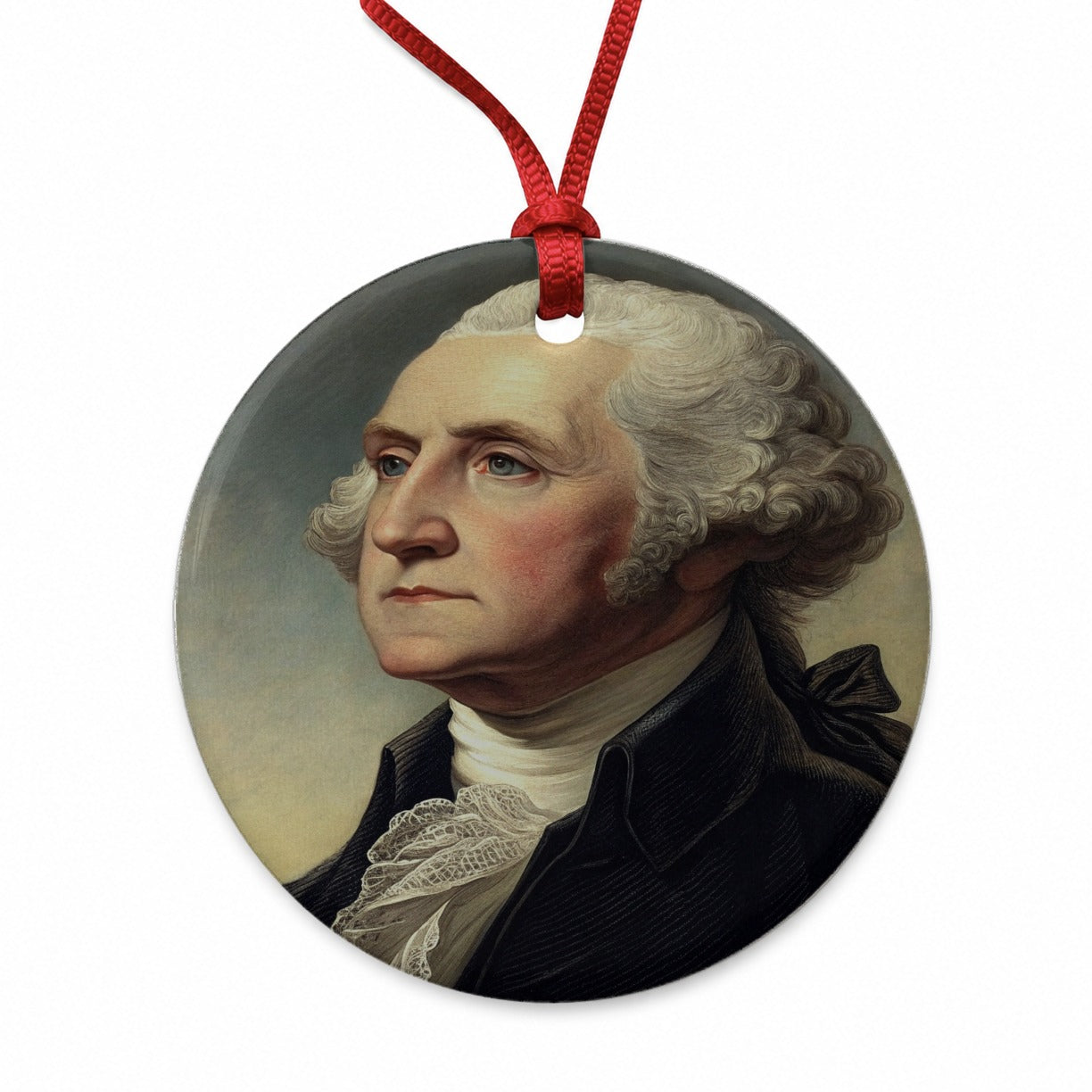 George Washington Founding Father Round Ceramic Holiday Christmas Tree Ornament