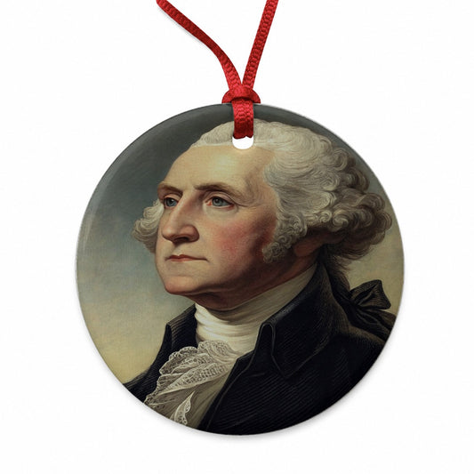George Washington Founding Father Round Ceramic Holiday Christmas Tree Ornament