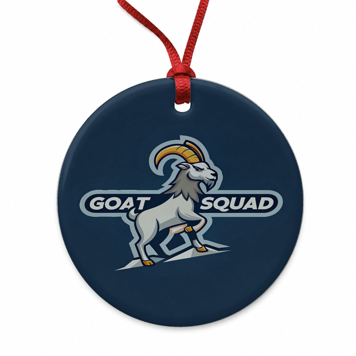 Goat Squad Funny Round Ceramic Holiday Christmas Tree Ornament