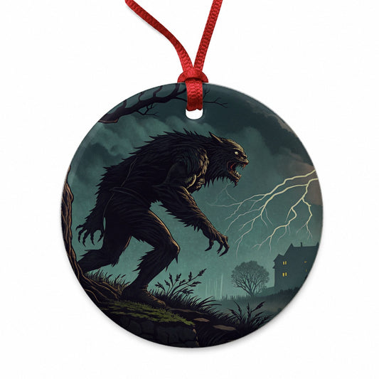 Gothic Horror Monster Halloween Round Ceramic Holiday Christmas Tree Ornament