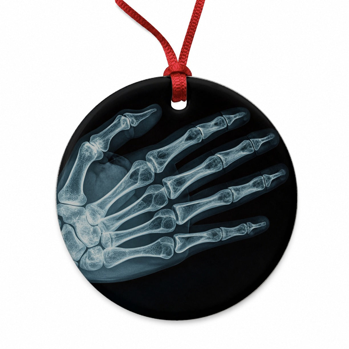 Hand X-Ray Radiograph Round Ceramic Holiday Christmas Tree Ornament