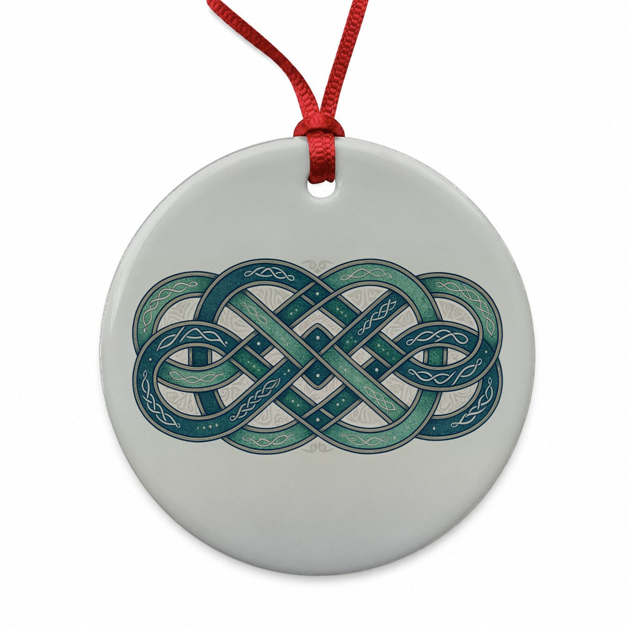 Irish Celtic Intricate Knot Round Ceramic Holiday Christmas Tree Ornament