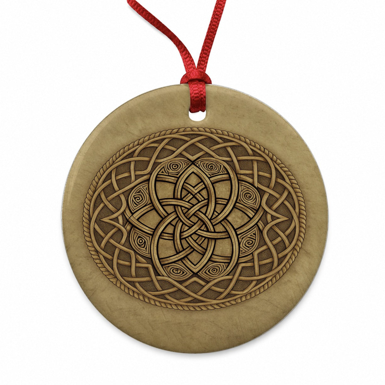 Irish Celtic Knot Mandala Round Ceramic Holiday Christmas Tree Ornament