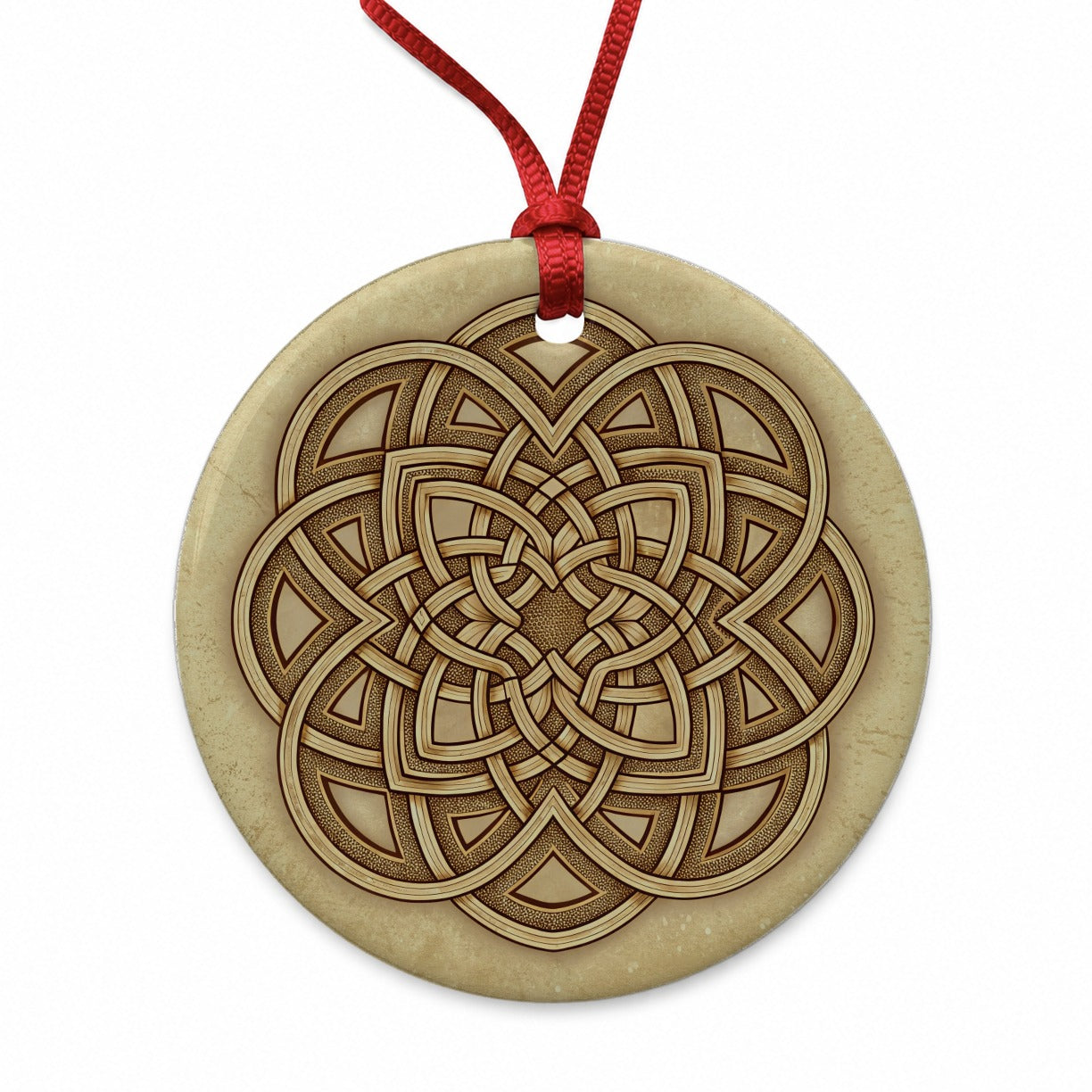 Irish Celtic Mandala Round Ceramic Holiday Christmas Tree Ornament