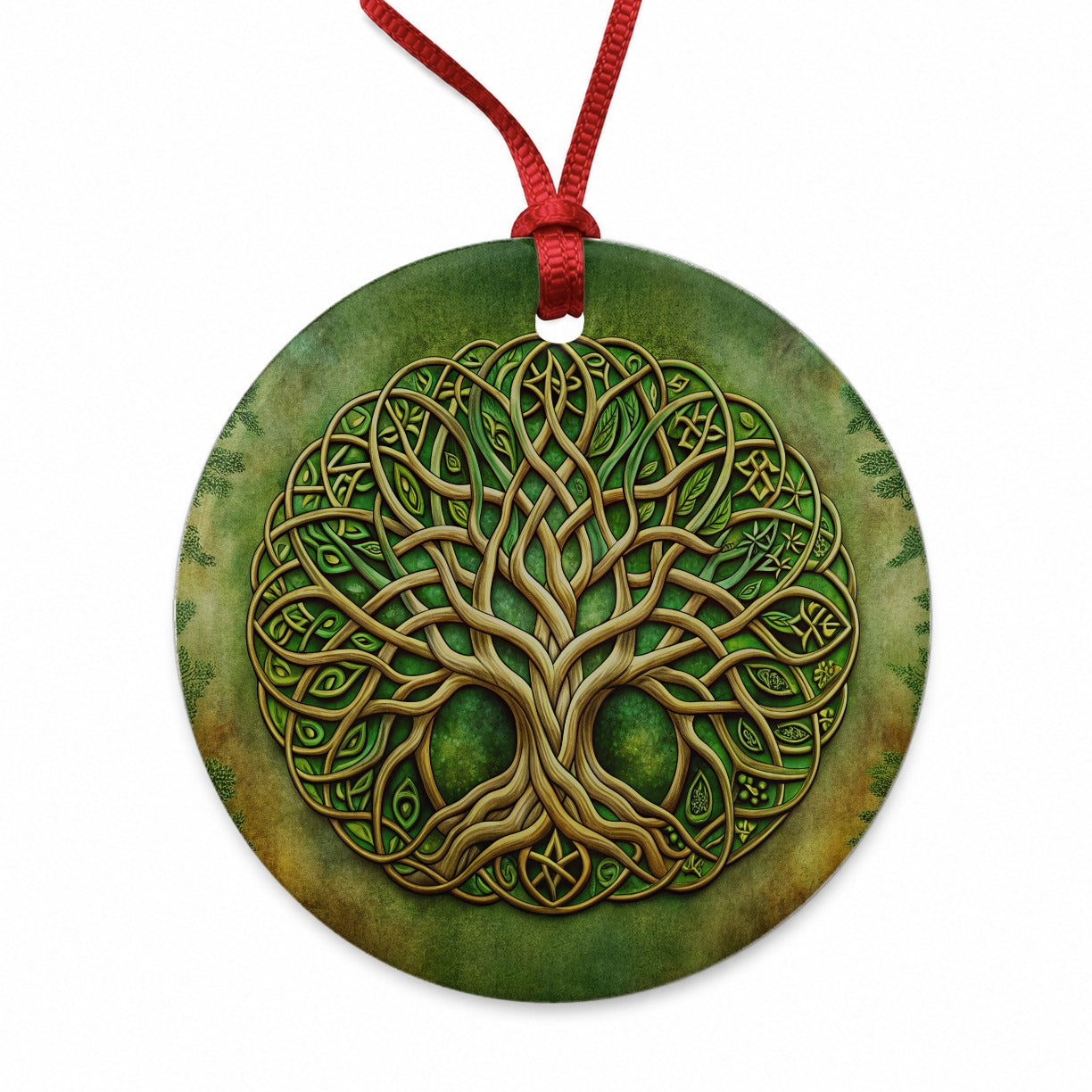 Irish Celtic Tree of Life Emblem Round Ceramic Holiday Christmas Tree Ornament