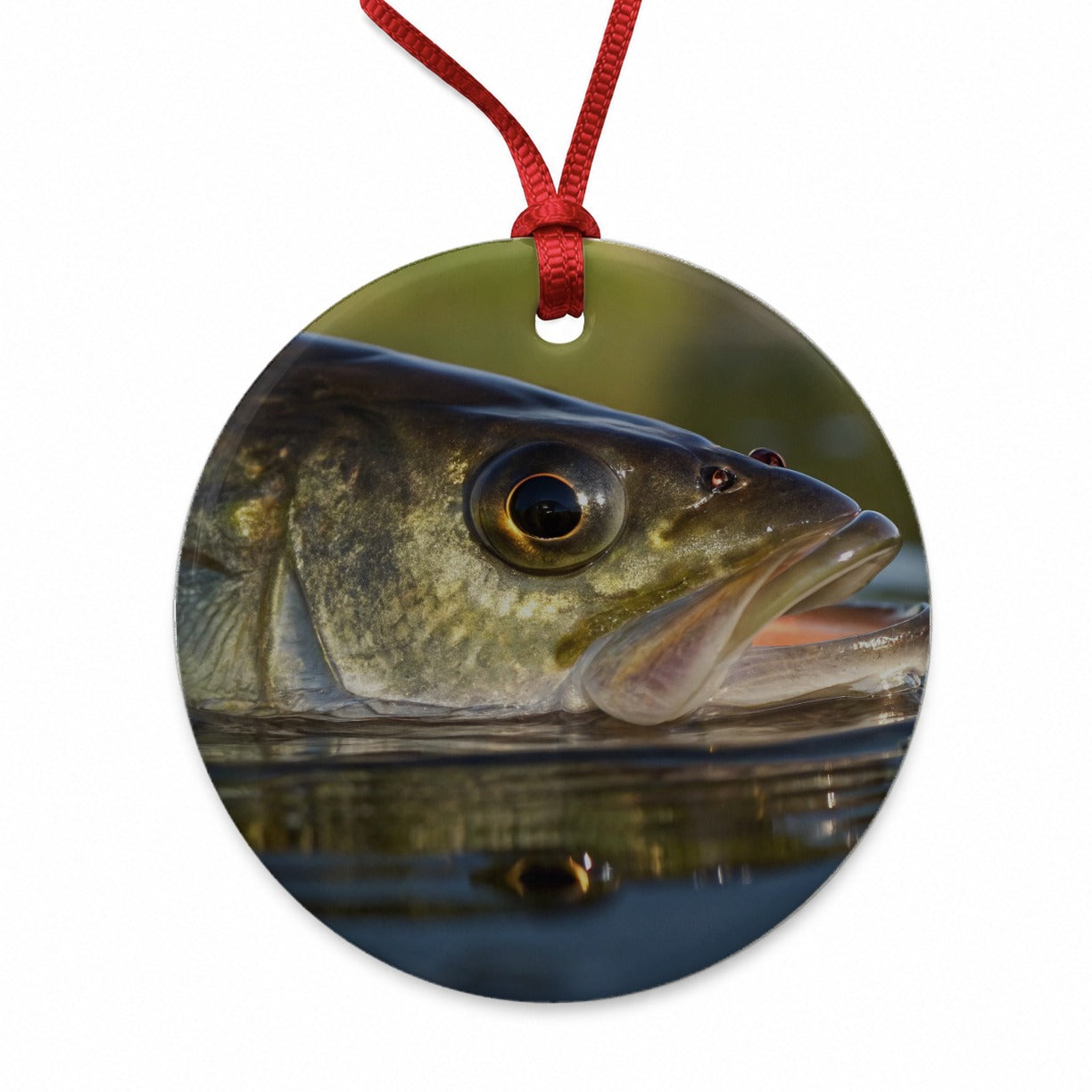 Largemouth Bass Fishing Wildlife Round Ceramic Holiday Christmas Tree Ornament