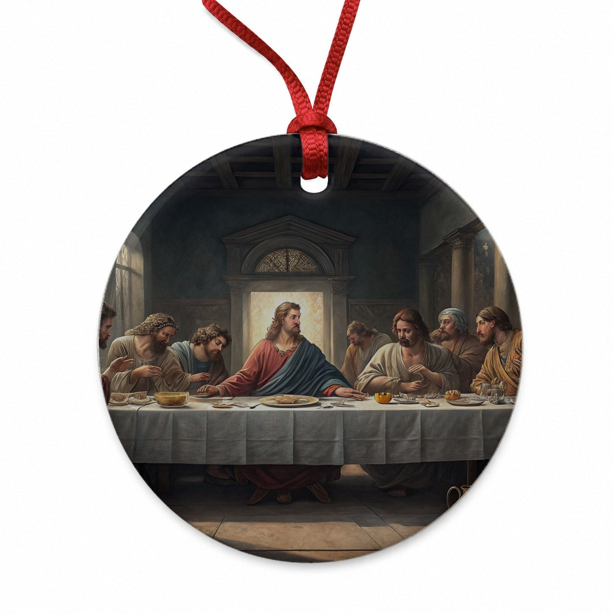 Last Supper Da Vinci Inspired Round Ceramic Holiday Christmas Tree Ornament