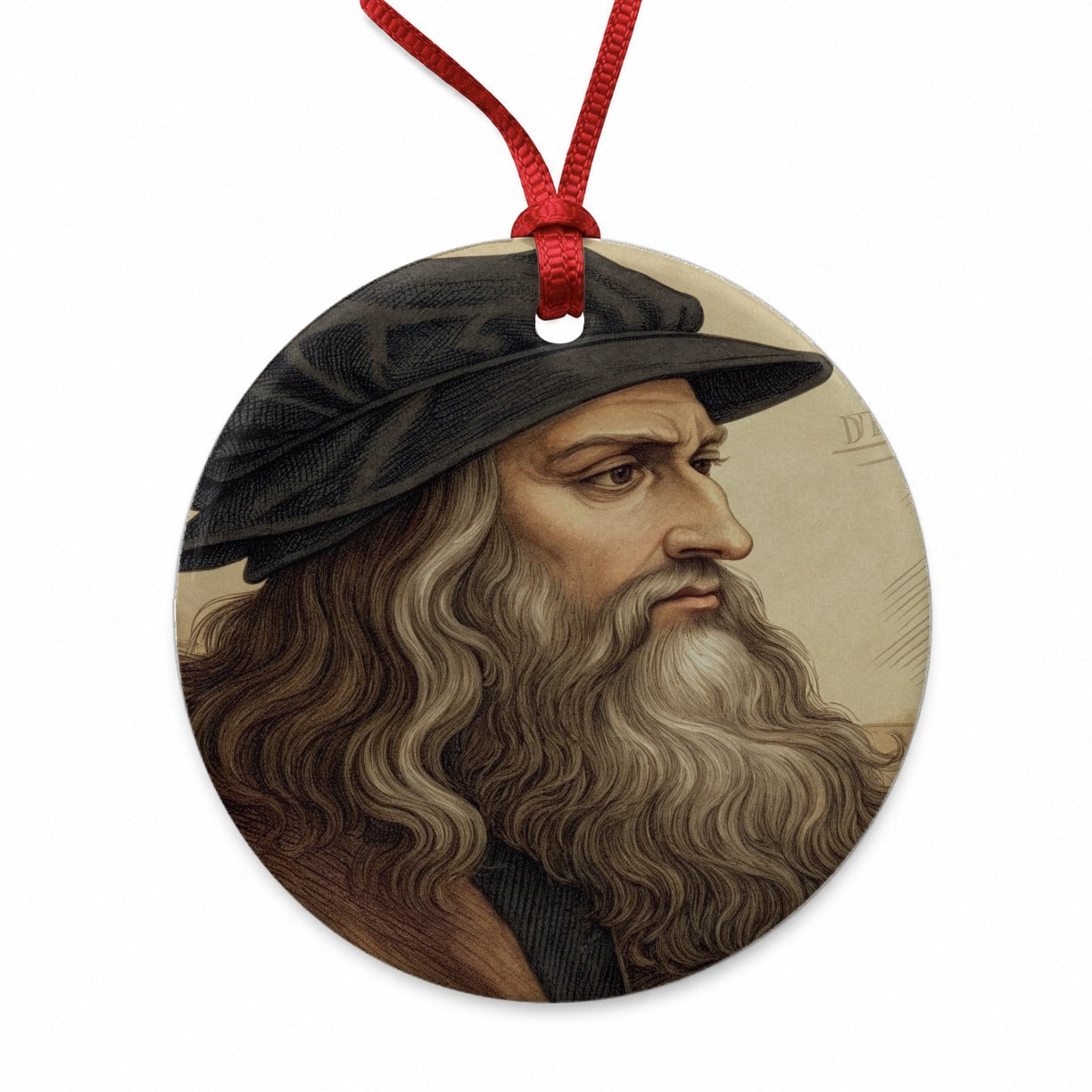 Leonardo da Vinci Inventor Round Ceramic Holiday Christmas Tree Ornament